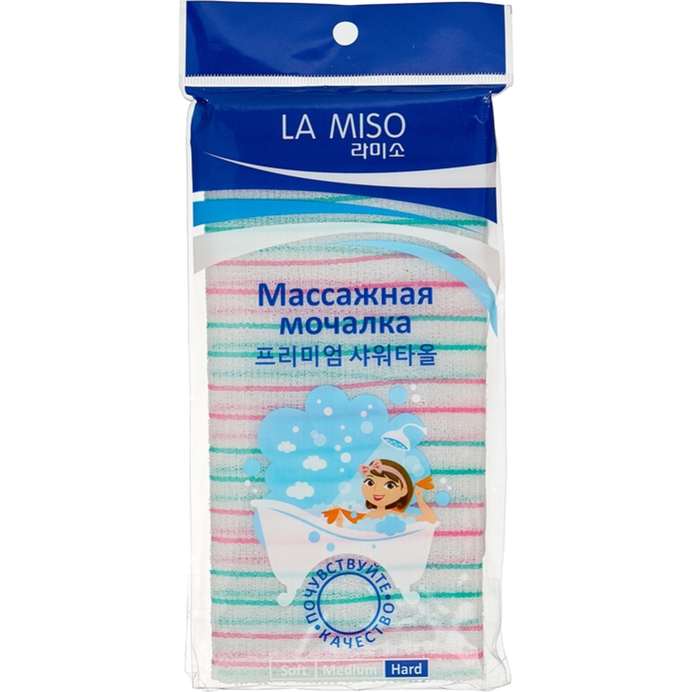 Мочалка «La Miso» массажная, жесткая, зеленый, 30х90 см