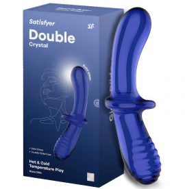 Двусторонний фаллос из стекла Satisfyer Double Crystal синий 20 см