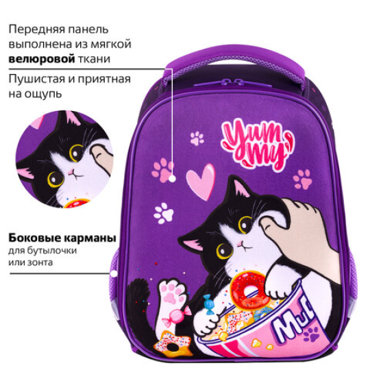 Рюкзак школьный 35х26х13см 1 отделение, BRAUBERG KIDS START "Sweet cheeks", 272093