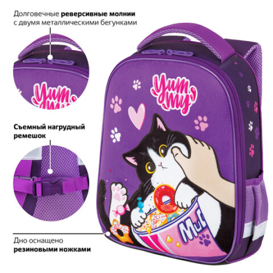 Рюкзак школьный 35х26х13см 1 отделение, BRAUBERG KIDS START "Sweet cheeks", 272093