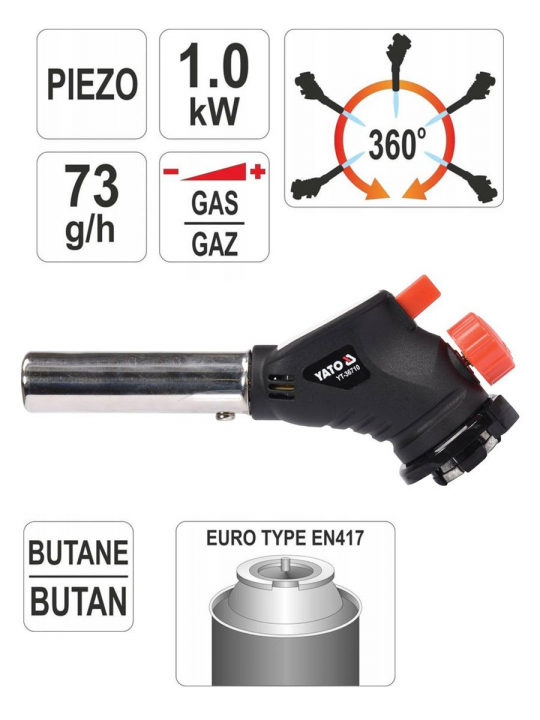 Горелка газовая на баллон Yato YT-36710