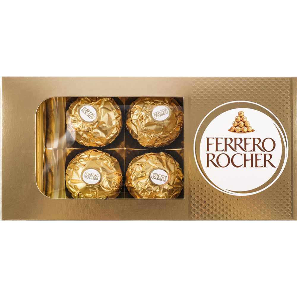 Конфеты из молочного шоколада «Ferrero Rocher» с начинкой из крема и лесного ореха, 75 г #0