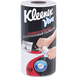 Сал­фет­ки мно­го­ра­зо­вые «Kleenex» Viva, уни­вер­саль­ные, 63 шт