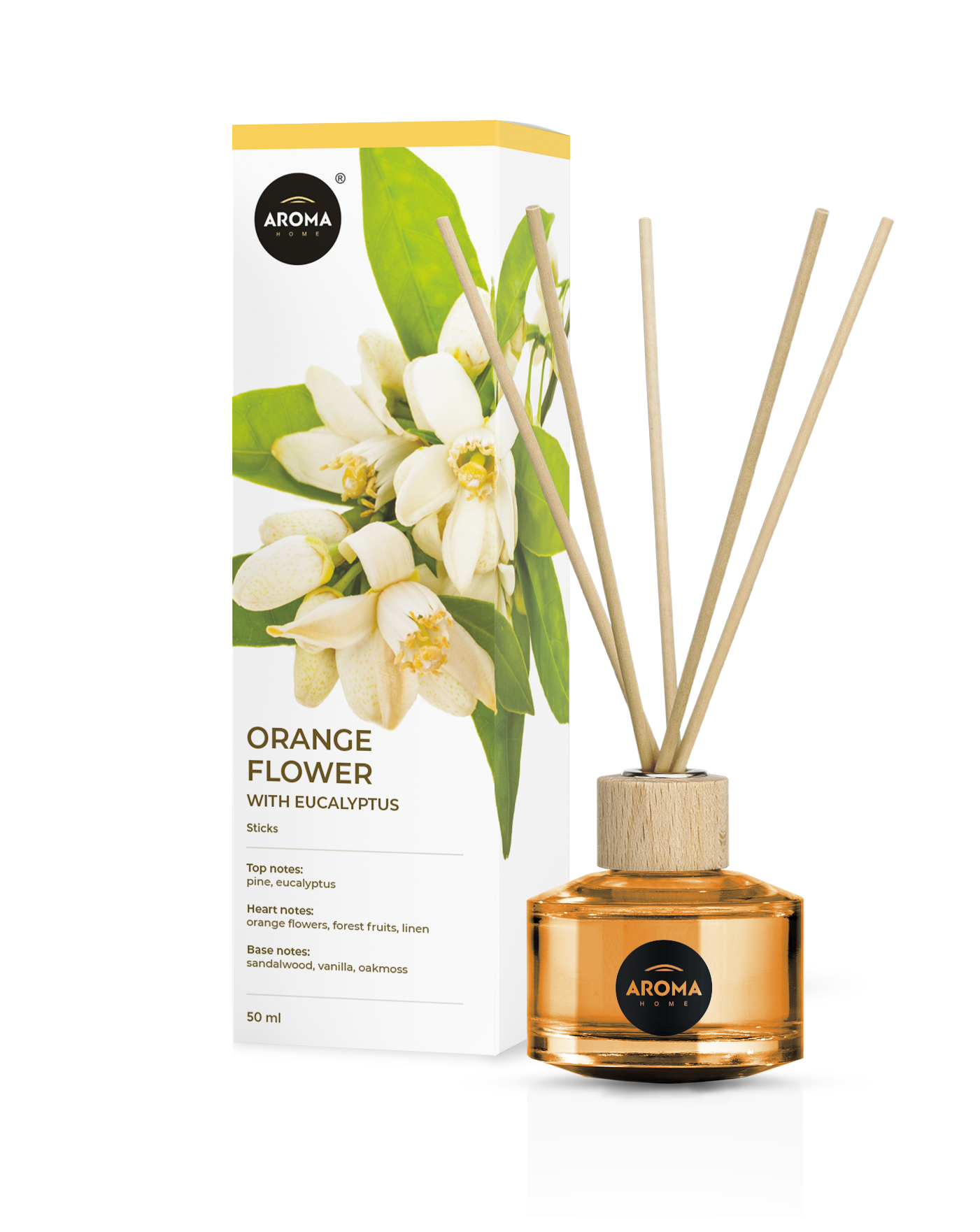 Ароматизатор воздуха Aroma Home Sticks Orange Flower With Eucalyptus апельсиновый цвет с эвкалиптом 50мл - 2 шт НОВИНКА !!!