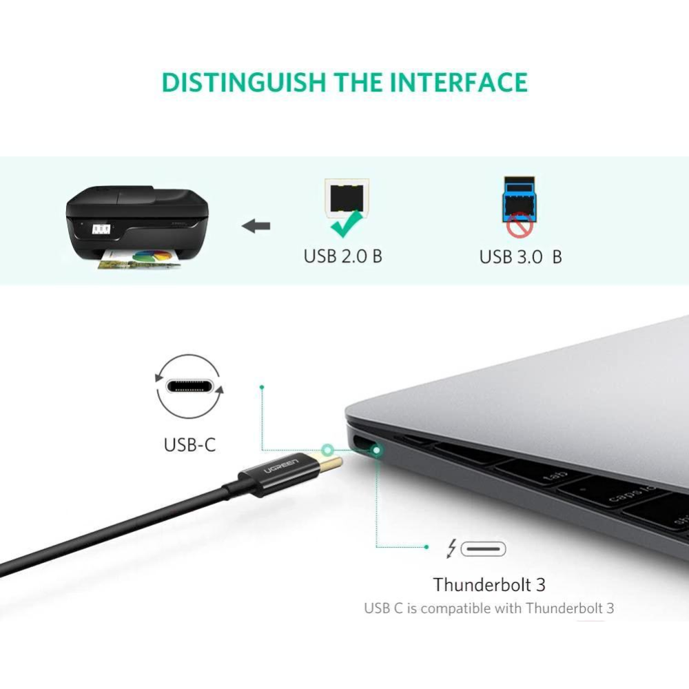 Кабель «Ugreen» USB-C to USB 2.0 Print, US241, Black 80811, 1 м