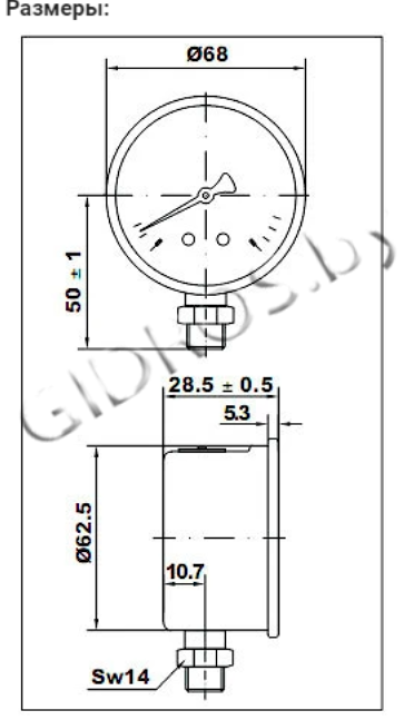 Манометр радиальный 63 мм 1/4" BSP 0-40 MFI6304040V