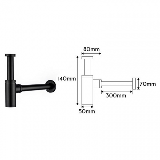 Сифон металлический для умывальника Frap F82-7, Чёрный