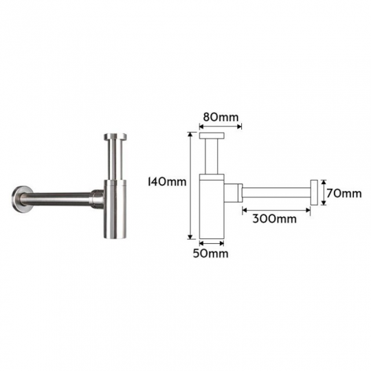 Сифон металлический для умывальника Frap F82-5, Стальной|Сатин|Никель