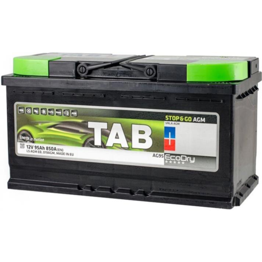 Аккумулятор автомобильный «TAB» EcoDry Stop&Go AGM 95 R, 850A, 353х175х190, 213090