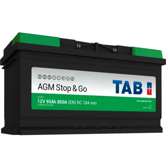 Аккумулятор автомобильный «TAB» EcoDry Stop&Go AGM 95 R, 850A, 353х175х190, 213090