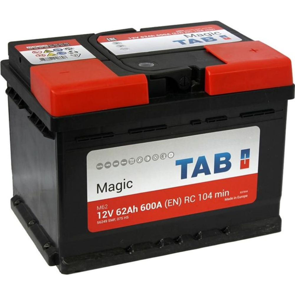 Аккумулятор автомобильный «Tab» Magic 62 R, 600A, 189063, 242х175х175 мм