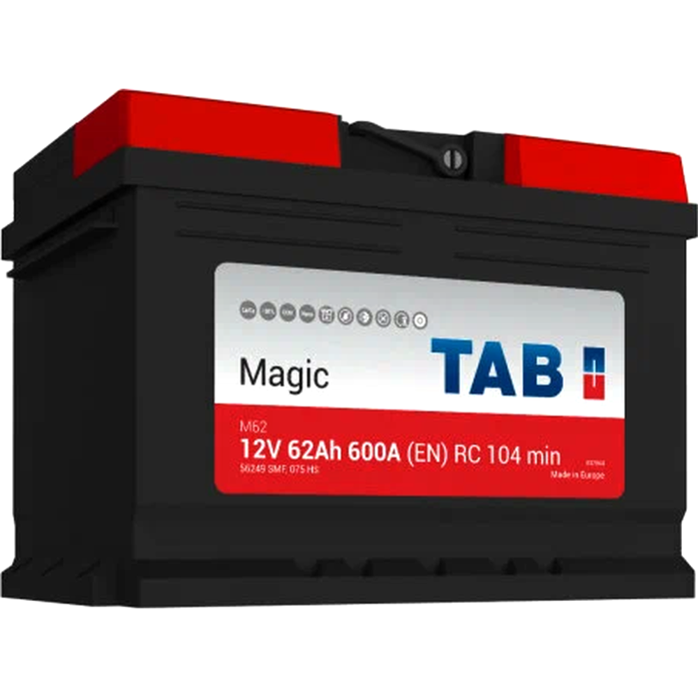 Аккумулятор автомобильный «Tab» Magic 62 R, 600A, 189063, 242х175х175 мм