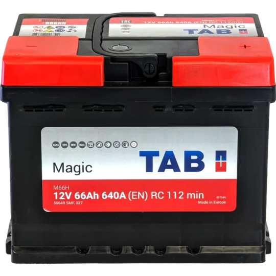 Аккумулятор автомобильный «Tab» Magic 66 R, 640A, 189065, 242х175х190 мм