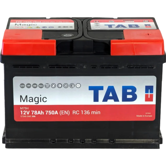 Аккумулятор автомобильный «Tab» Magic 78 R, 750A, 189080, 278х175х190 мм