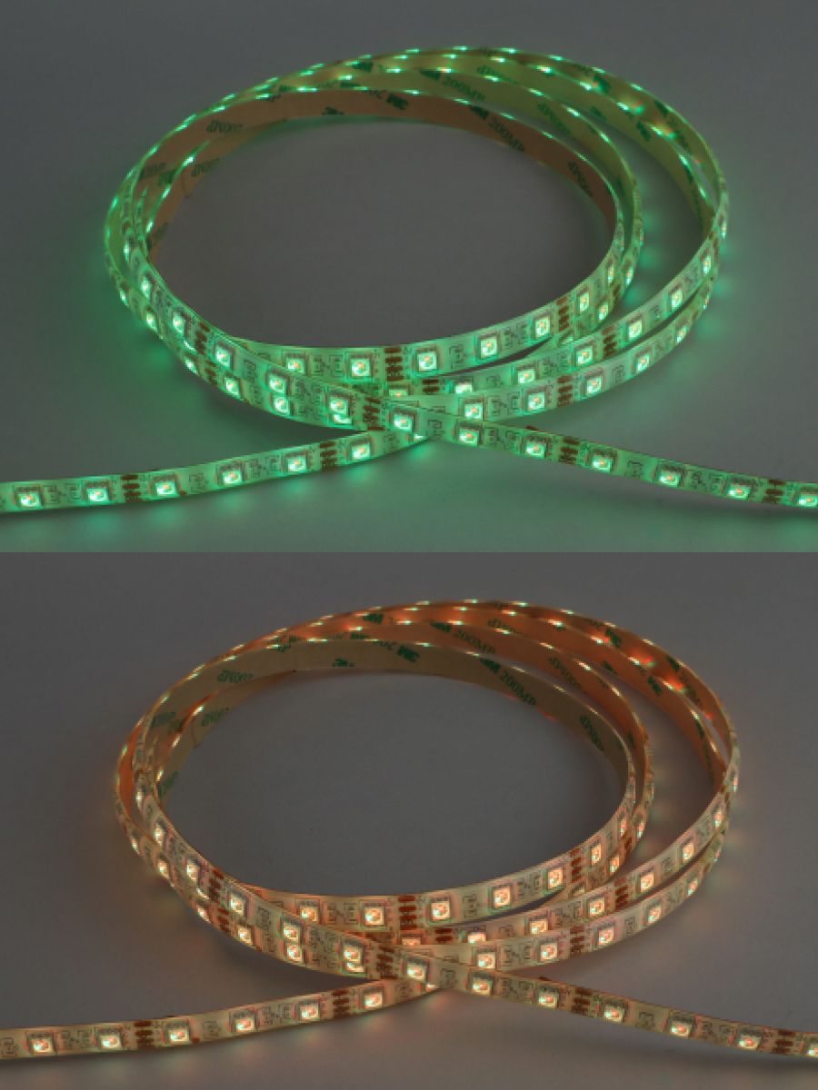 Лента светодиодная SMD5050-60 LED/м-IP65-12 В-14,4 Вт/м-RGB (5 м) блистер TDM SQ0331-0346(5)