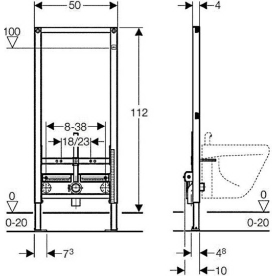 Инсталляция для биде «Geberit» Duofix, 111.520.00.1