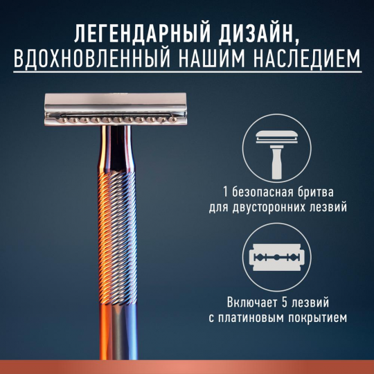 Бритва / станок т-об­раз­ный для бритья муж­ской Gillette KING C. c 15 смен­ны­ми лез­ви­я­ми / кас­се­та­ми