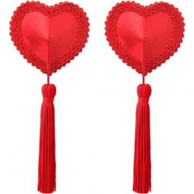 Набор пэ­с­ти­сов «LoveToy» Reusable Red Heart Tassels Nipple Pasties, LV763011, крас­ный