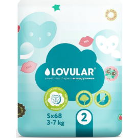 Подгузники детские «Lovular» Sweet Kiss, размер S, 3-7 кг, 68 шт