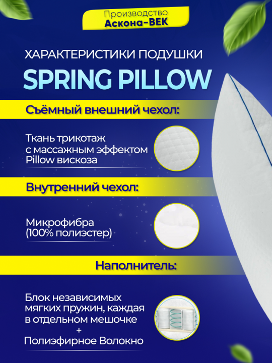 Подушка Askona Spring Pillow анатомическая