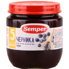 Пюре фруктово-ягодное «Semper» черника, 125 г