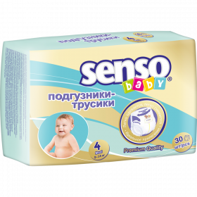 Под­гуз­ни­ки-тру­си­ки дет­ские «Senso Baby» размер 4, 9-14 кг, 30 шт