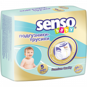 Под­гуз­ни­ки-тру­си­ки дет­ские «Senso Baby» размер 5, 12-15 кг, 24 шт
