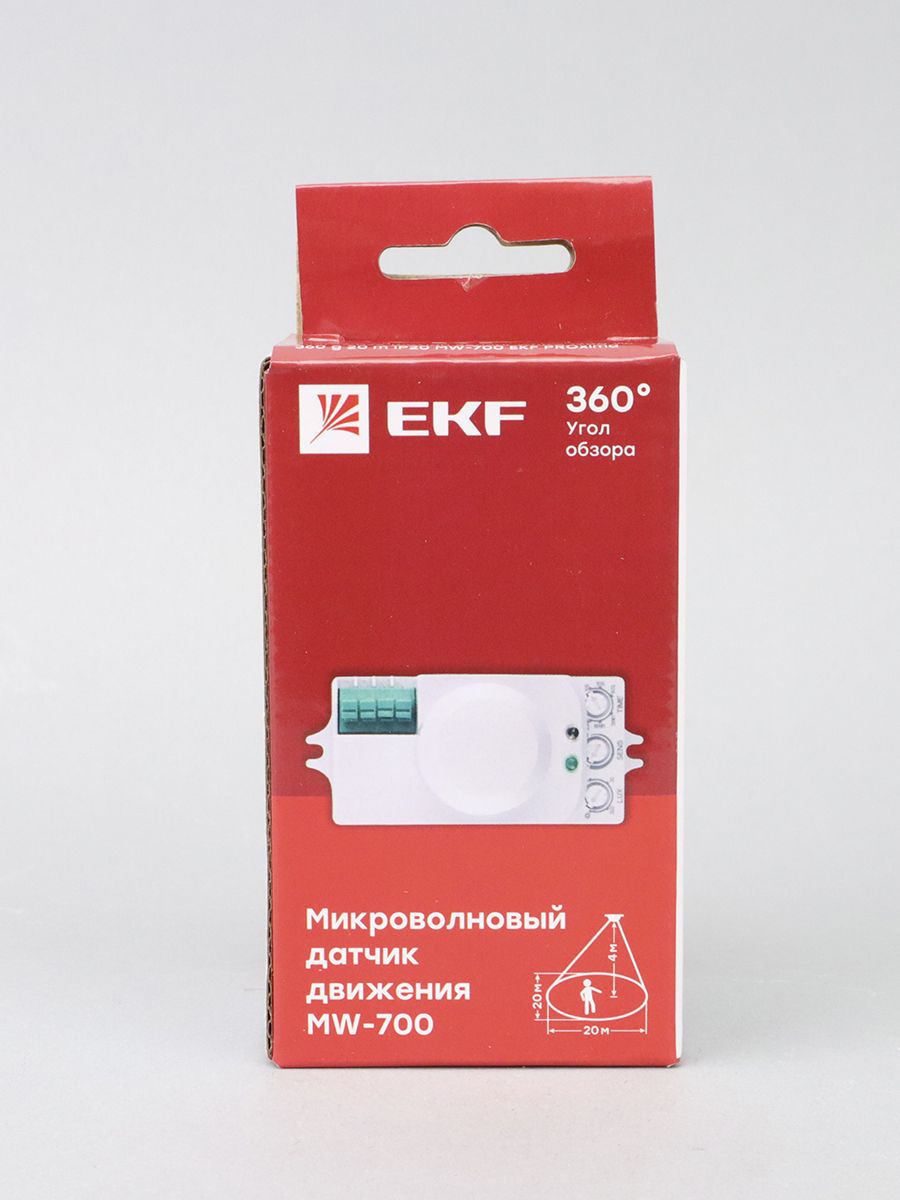 Микроволновый датчик движения бел. 1200Вт 360гр. до 20м IP20 MW-700 EKF dd-mw-700