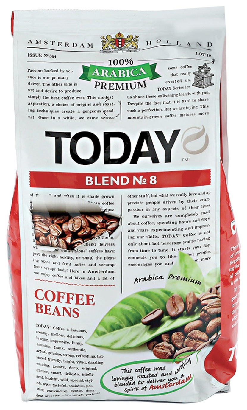 Кофе в зернах TODAY Blend №8, 800г. Арабика, Нидерланды