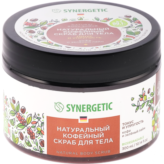 Скраб сахарный для тела «Synergetic» тонус и упругость, 300 мл