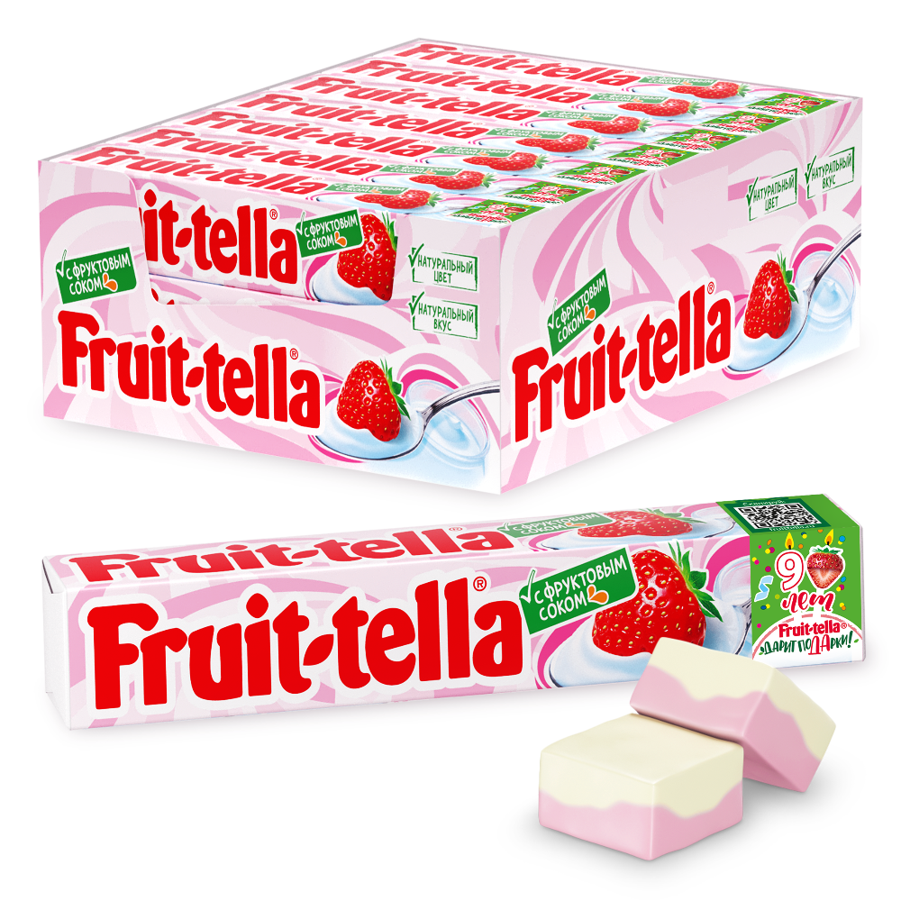 УП.Конфеты жевательные «Fruittella» со вкусом клубничного йогурта, 21х41 г
