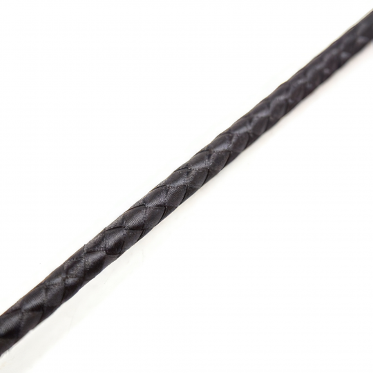 Кожаный черный стек с золотистой ручкой 60 см