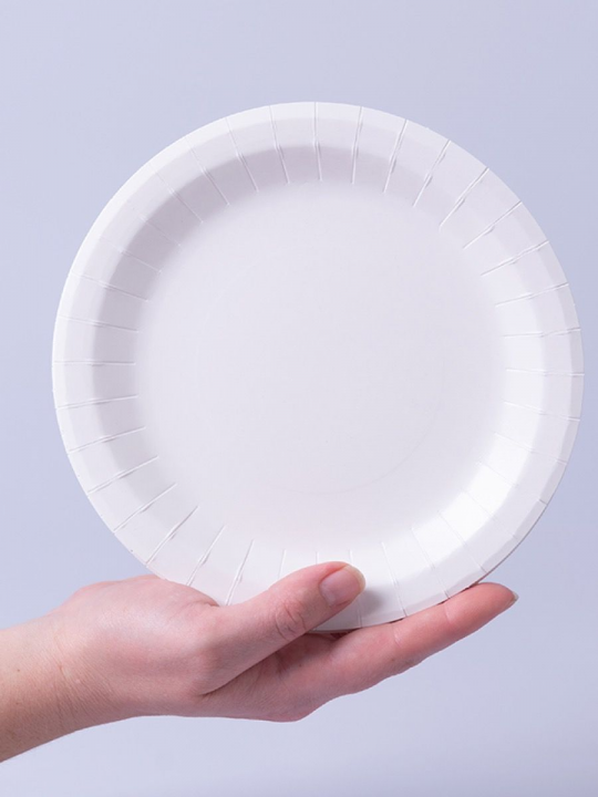 Тарелки одноразовые бумажные белые 18 см, 100 шт. в упаковке