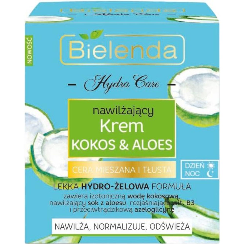 Крем для лица «Bielenda» Hydra Care, увлажняющий, кокос&алоэ, 46422, 50 мл
