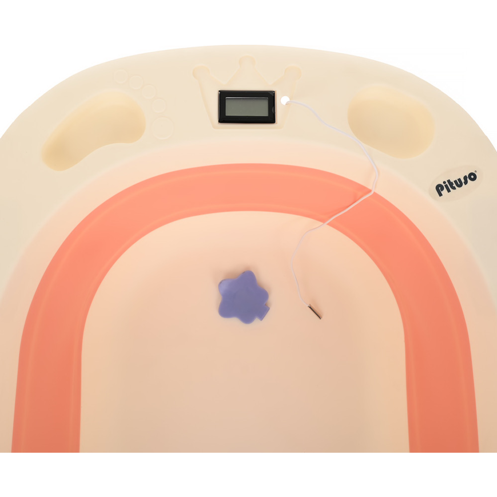 Ванночка детская «Pituso» складная, встроенный термометр, FG1120-Pink, персик, 81.5х46х20 см