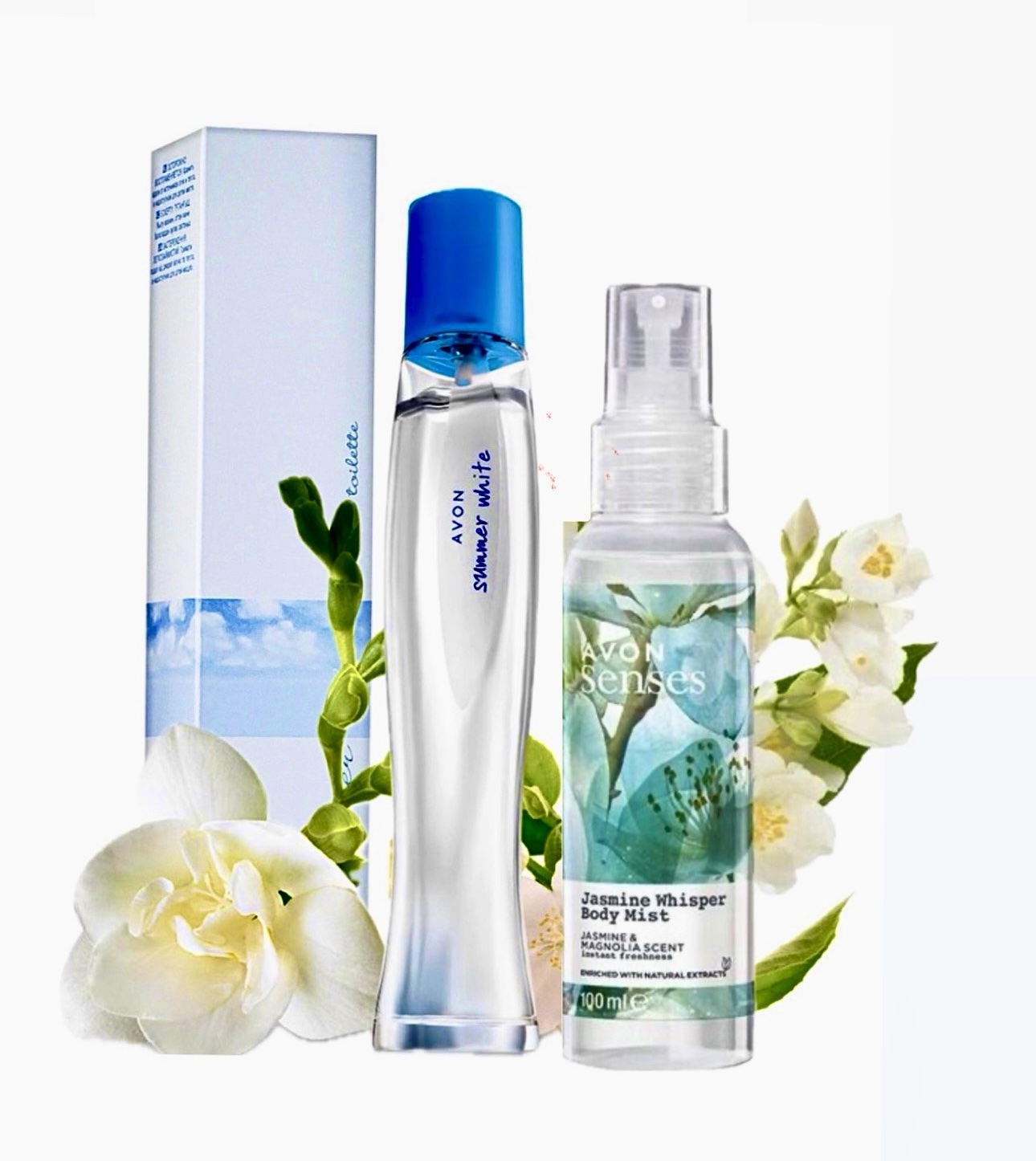 Парфюмерный набор Avon Summer White для нее, (туалетная вода, 50 мл +лосьон-спрей для тела "Нежный жасмин", 100 мл