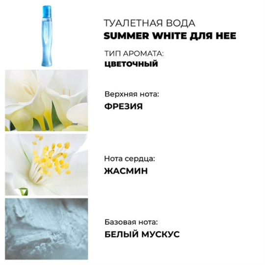 Парфюмерный набор Avon Summer White для нее, (туалетная вода, 50 мл +лосьон-спрей для тела "Нежный жасмин", 100 мл