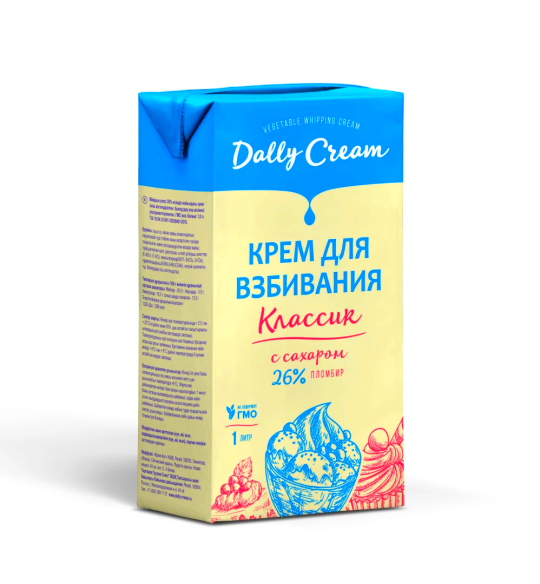 Крем для взбивания Dally Cream Классик 26% "Пломбир" 1 л ( срок до 08.03.2025г)