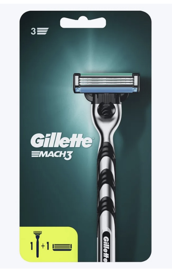 Бритва GILLETTE Mach3 с 2 сменными кассетами