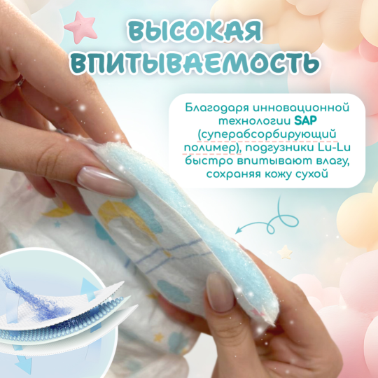 Детские подгузники «Lu-Lu» Diapers, M №3, 60 шт