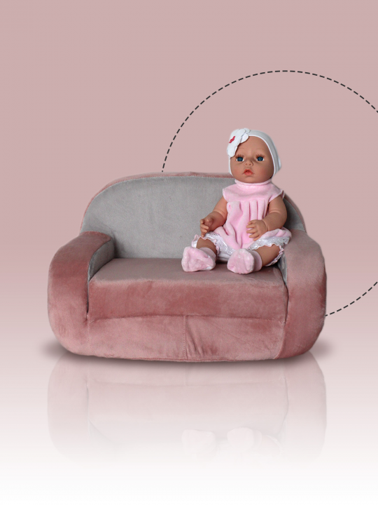 Игрушка мягконабивная диван кукольный пудровый