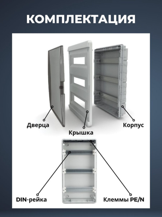 TEKFOR Корпус пластиковый ЩРВ-П-54 IP41 белая дверь IEK TF5-KP13-V-54-41-K01-K01