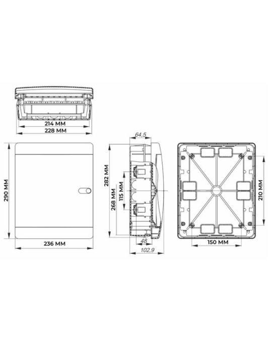 UNION Compact Корпус пластиковый ЩРВ-П-18 IP41 черная прозрачная дверь IEK UIC-KP12-V-18-41-K01