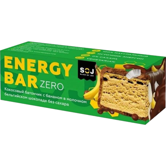 Протеиновый батончик «SOJ» Energy Bar ZERO, кокос, банан, 45 г