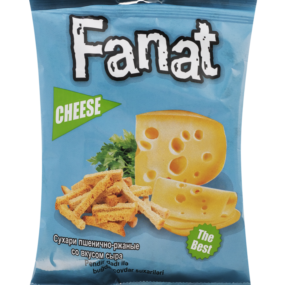 Сухарики пшенично-ржаные «Fanat» со вкусом сыра, 60 г #0