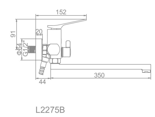 Смеситель для ванны Ledeme L2275B, Чёрный + Хром