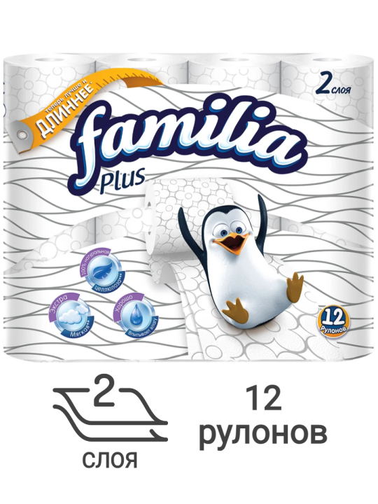 Туалетная бумага  Familia PLUS 2слоя, 12шт