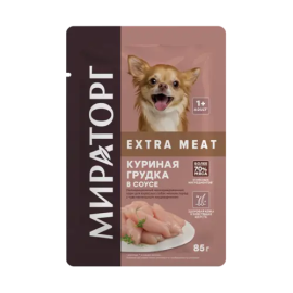 Консерв. корм для собак с чувствительным пищеварением "Мираторг" Extra Meat  с куриной грудкой в соусе, 24х85гр. (2,04кг)