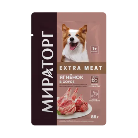 Консерв. корм для взрослых собак "Мираторг" Extra Meat  с ягненком в соусе, 24х85гр. (2,04кг)