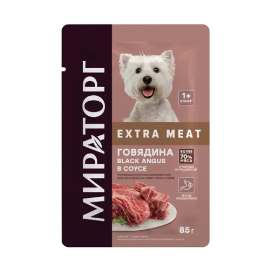 Консерв. корм для взрослых собак "Мираторг" Extra Meat с говядиной в соусе, 24х85гр. (2,04кг)